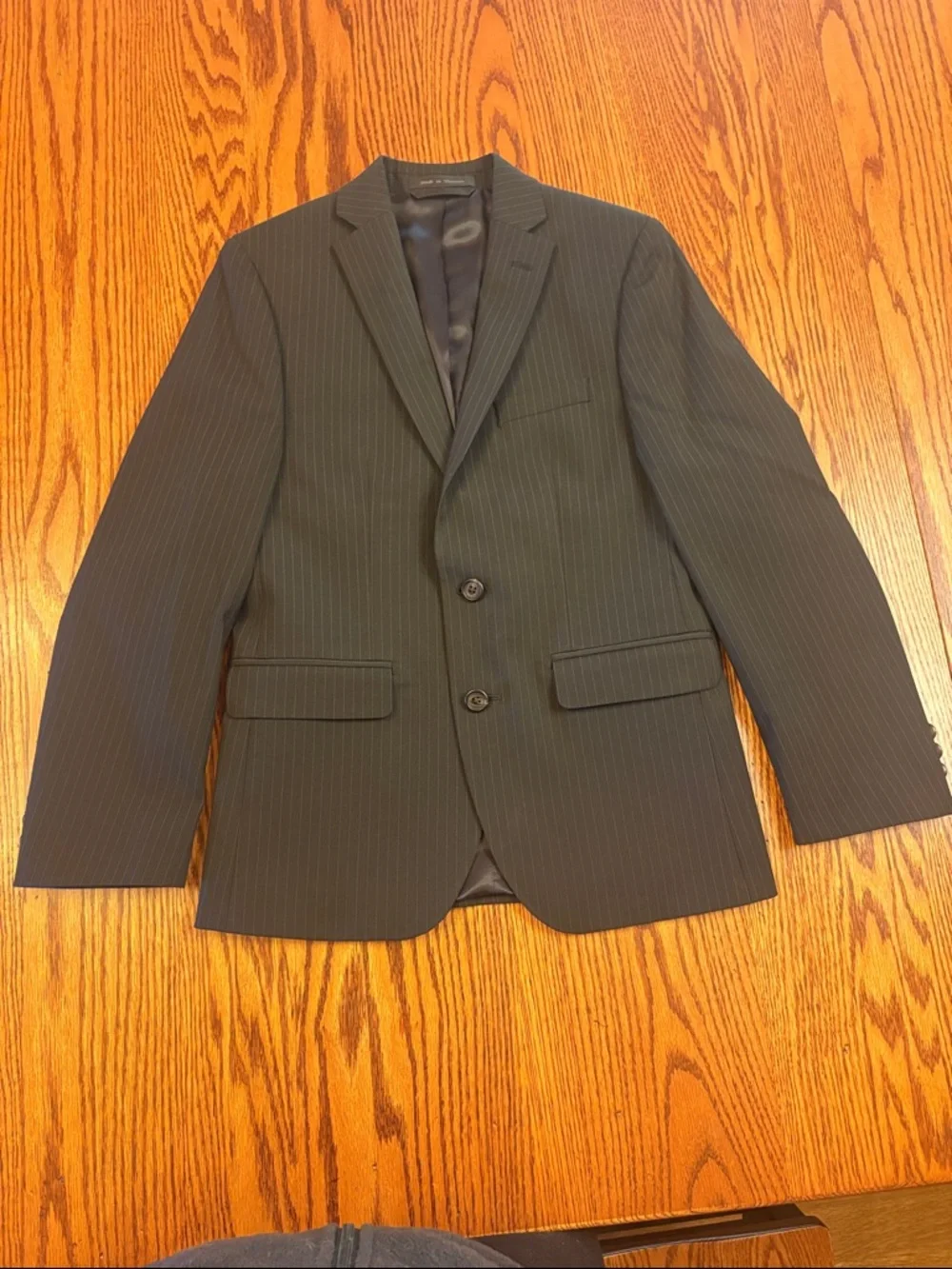 Boys Lauren Ralph Lauren Black Pinstripe Suit Sz 12 for Wedding/First Communion - Picture 2 of 16